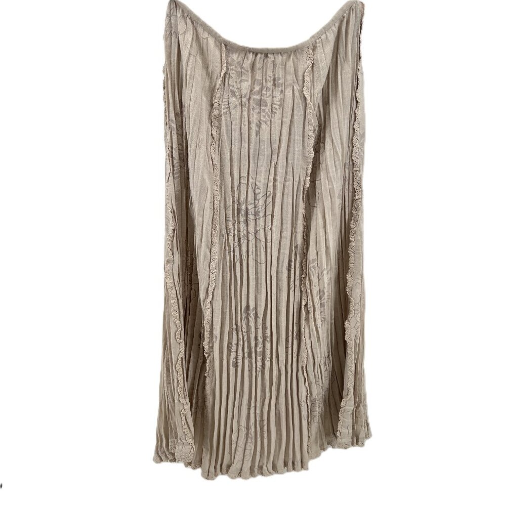 Flair Handmade Maxi Skirt – Size L, Cotton Blend with Lace & Wrinkle Effect